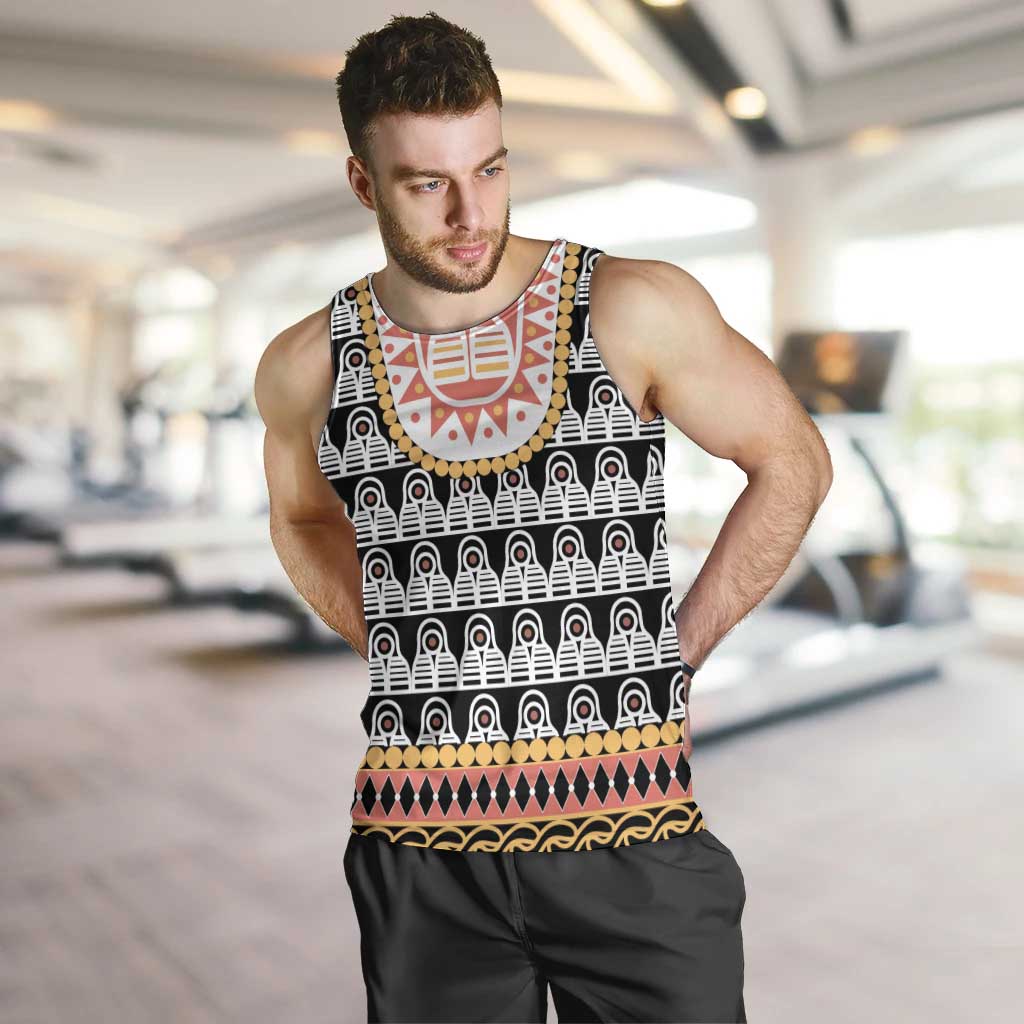 Cameroon Traditional Men Tank Top Toghu Pattern