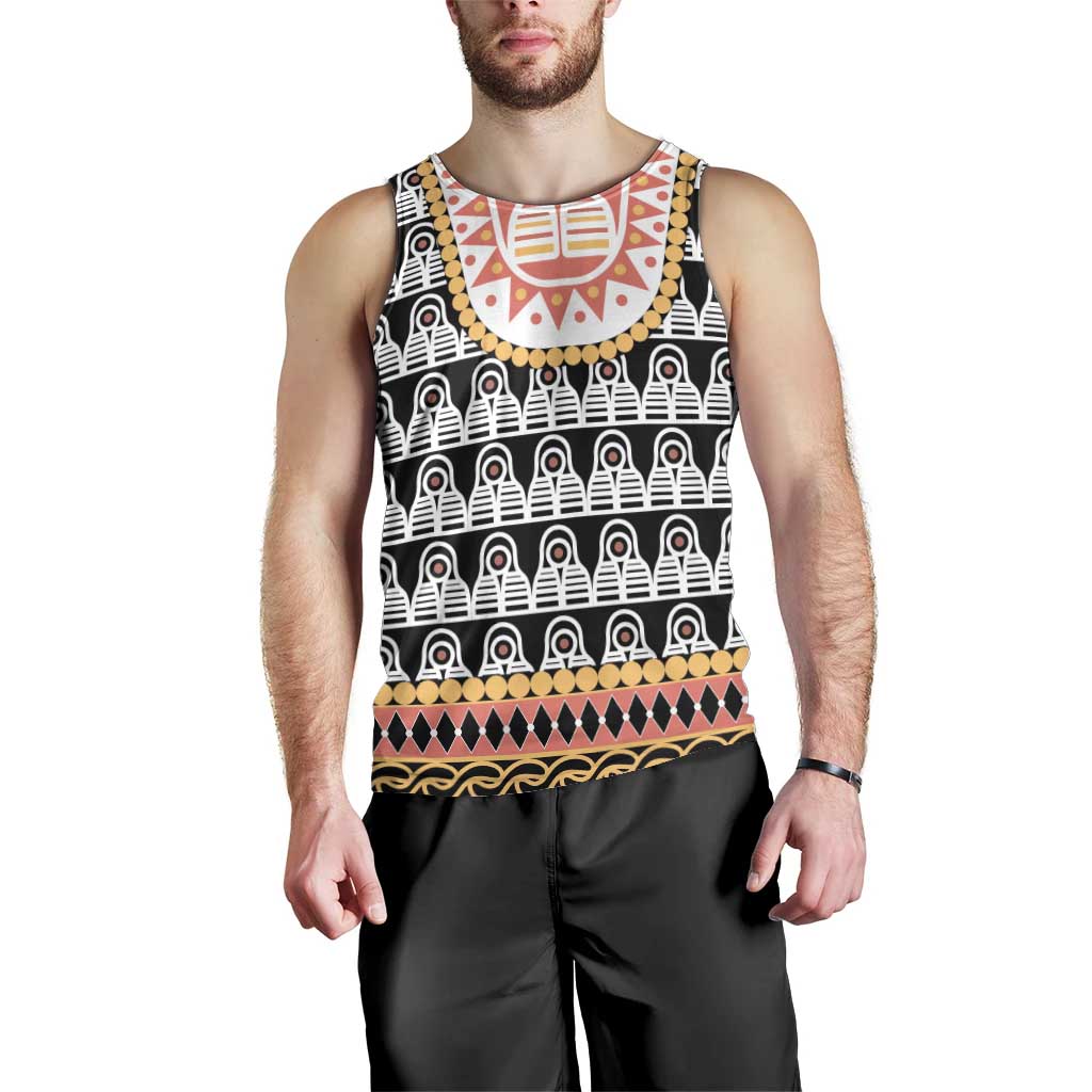 Cameroon Traditional Men Tank Top Toghu Pattern