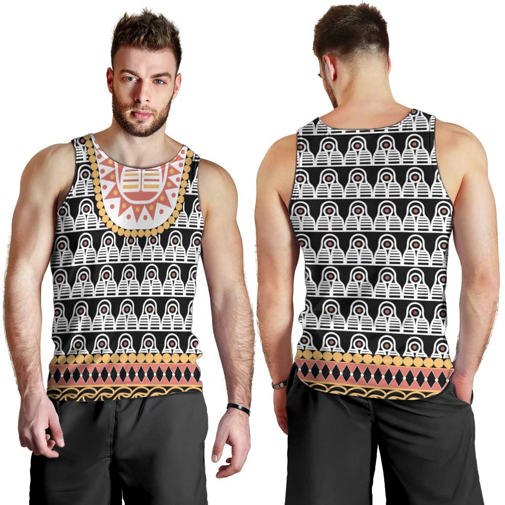 Cameroon Traditional Men Tank Top Toghu Pattern