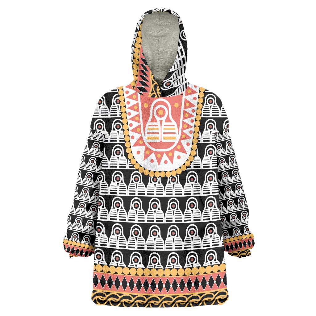 Cameroon Traditional Wearable Blanket Hoodie Toghu Pattern