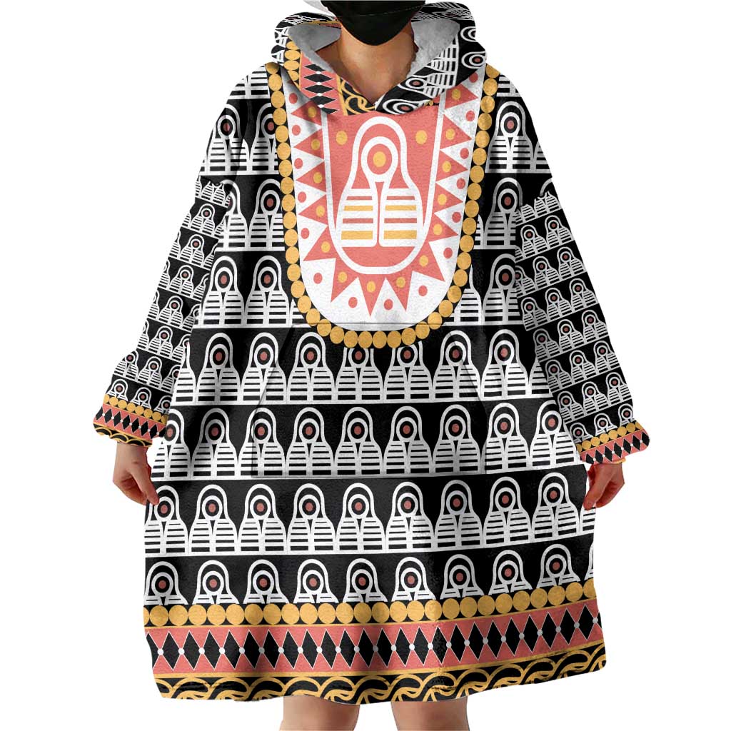 Cameroon Traditional Wearable Blanket Hoodie Toghu Pattern