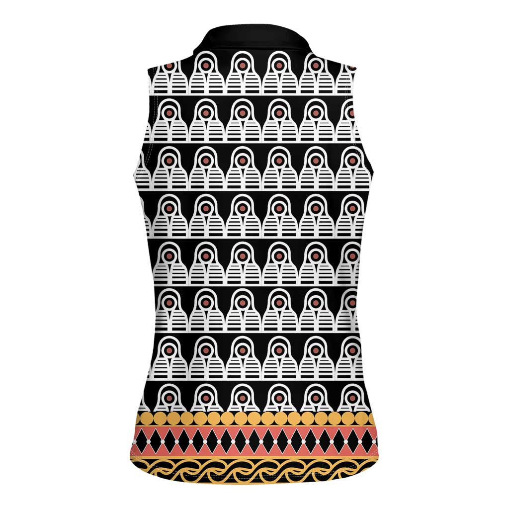 Cameroon Traditional Women Sleeveless Polo Shirt Toghu Pattern