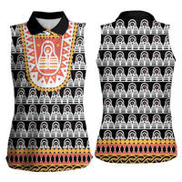 Cameroon Traditional Women Sleeveless Polo Shirt Toghu Pattern
