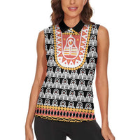 Cameroon Traditional Women Sleeveless Polo Shirt Toghu Pattern