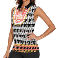 Cameroon Traditional Women Sleeveless Polo Shirt Toghu Pattern
