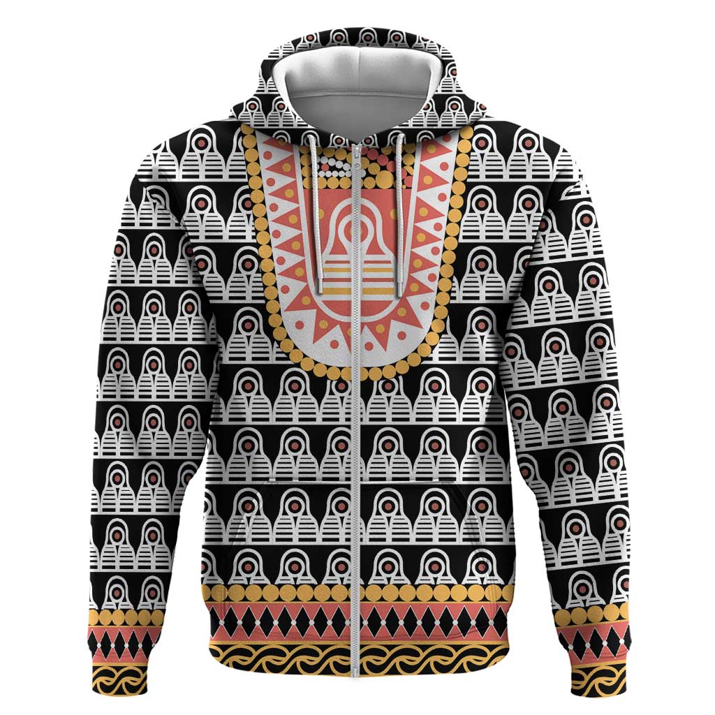 Cameroon Traditional Zip Hoodie Toghu Pattern