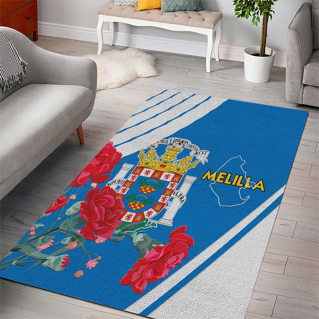 Melilla Area Rug Coat Of Arms Red Carnation