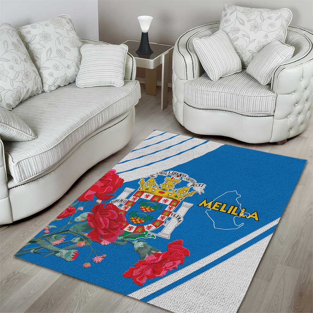 Melilla Area Rug Coat Of Arms Red Carnation