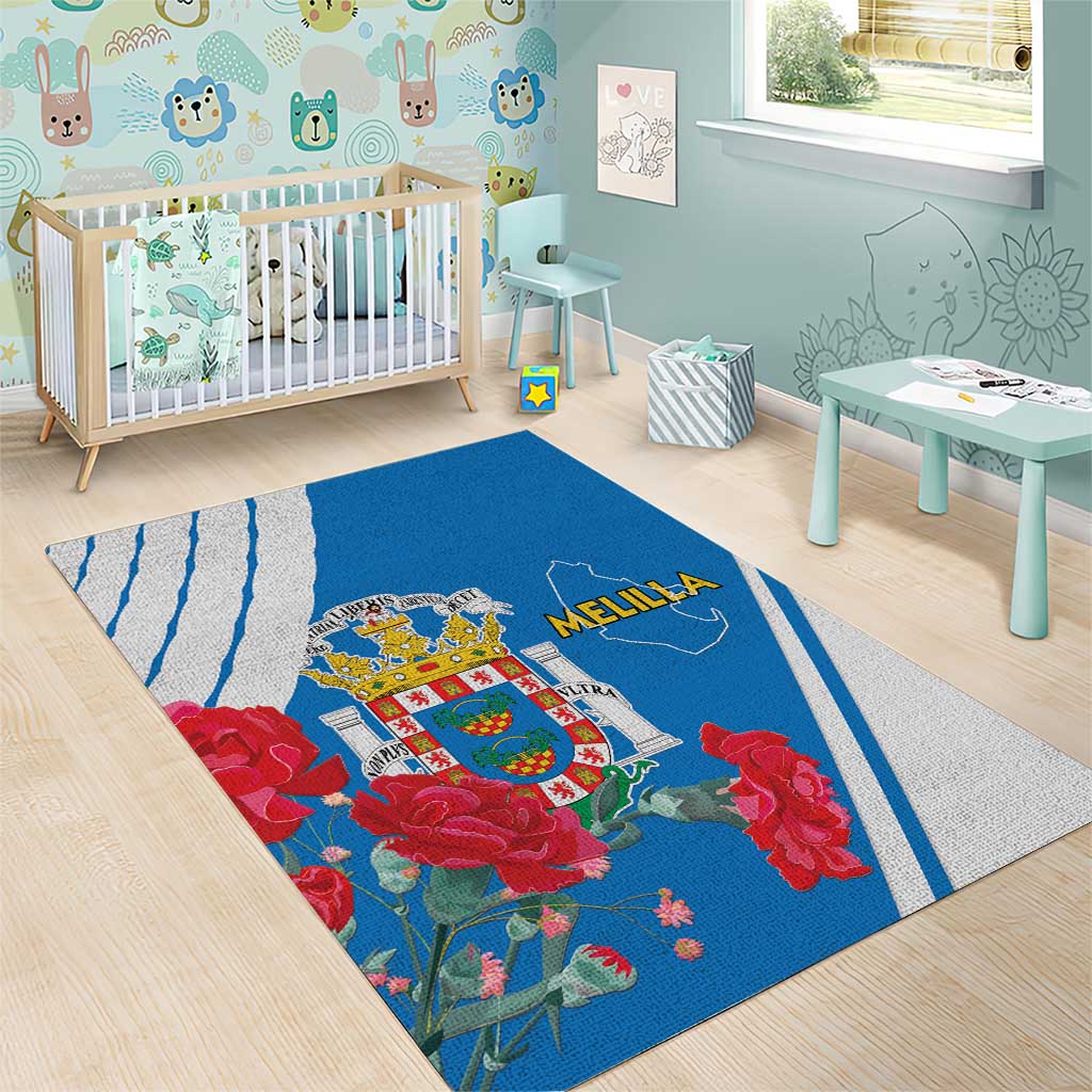 Melilla Area Rug Coat Of Arms Red Carnation