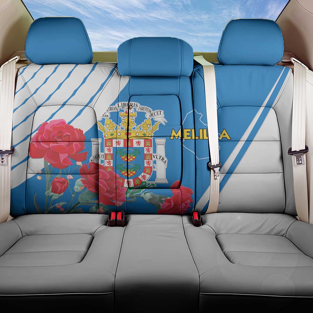 Melilla Back Car Seat Cover Coat Of Arms Red Carnation