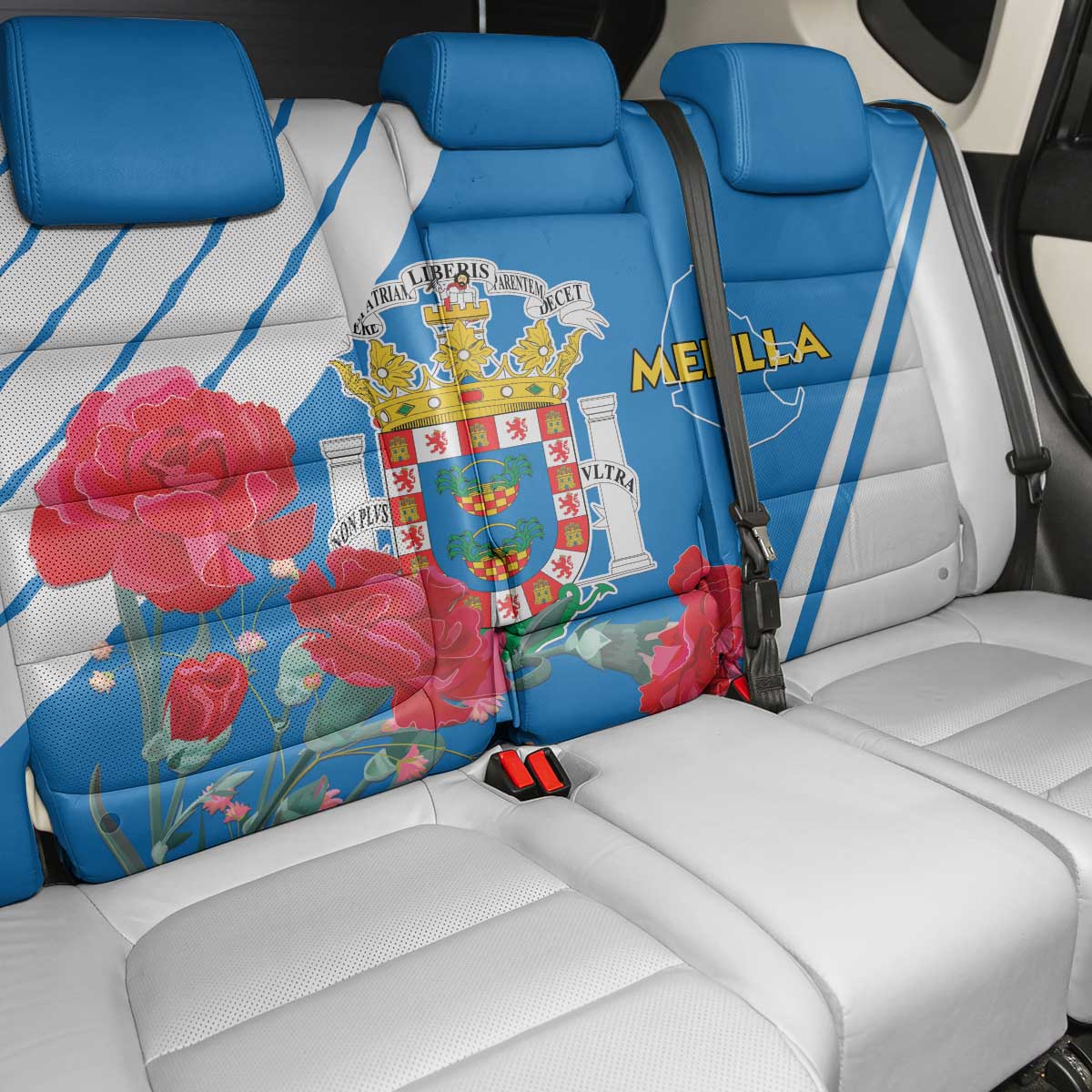 Melilla Back Car Seat Cover Coat Of Arms Red Carnation
