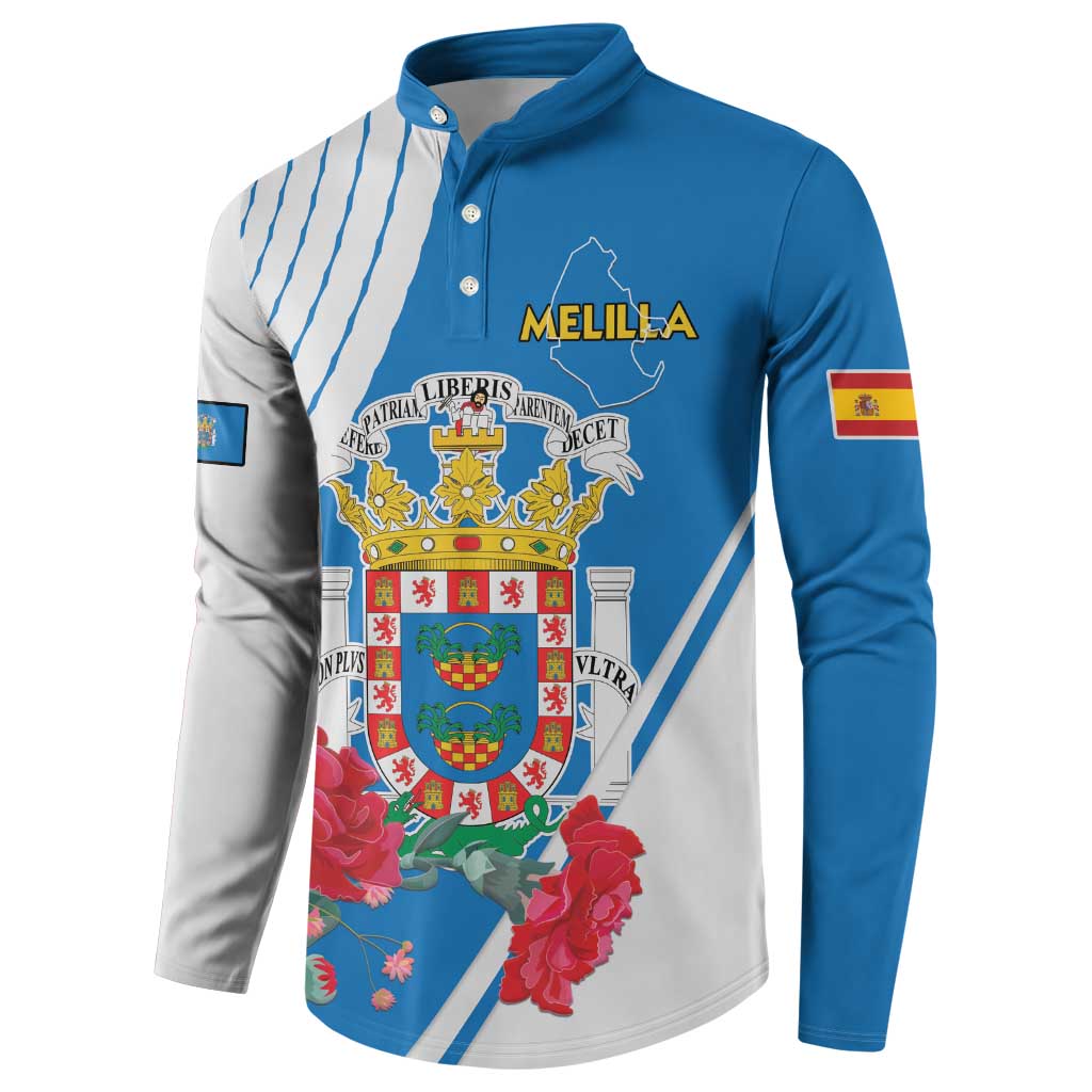 Melilla Button Sweatshirt Coat Of Arms Red Carnation