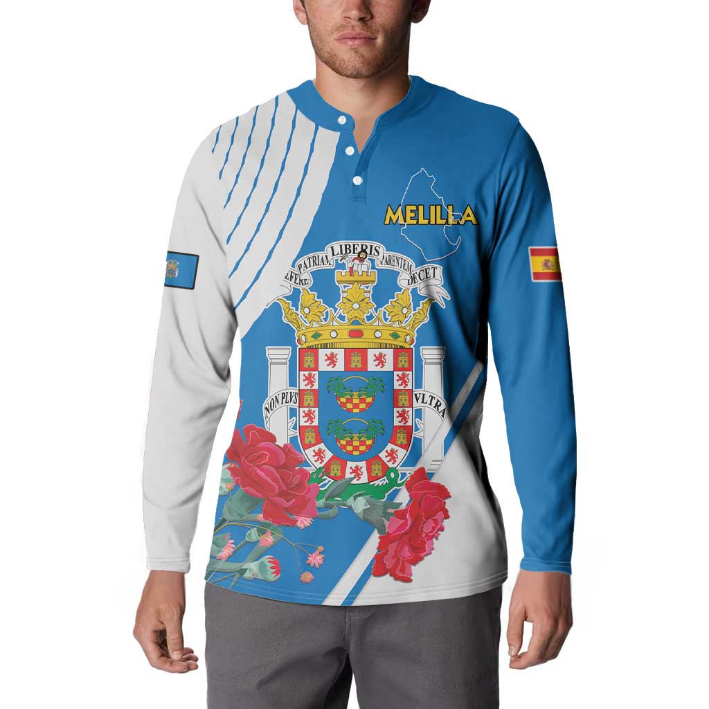 Melilla Button Sweatshirt Coat Of Arms Red Carnation