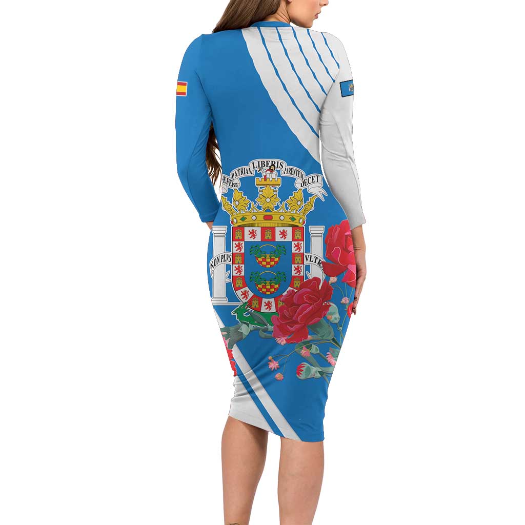 Melilla Family Matching Long Sleeve Bodycon Dress and Hawaiian Shirt Coat Of Arms Red Carnation