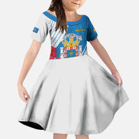 Melilla Family Matching Off The Shoulder Long Sleeve Dress and Hawaiian Shirt Coat Of Arms Red Carnation