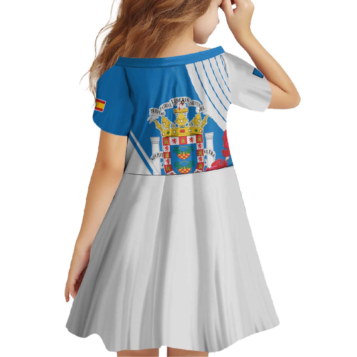 Melilla Family Matching Off The Shoulder Long Sleeve Dress and Hawaiian Shirt Coat Of Arms Red Carnation
