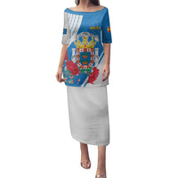 Melilla Family Matching Puletasi and Hawaiian Shirt Coat Of Arms Red Carnation