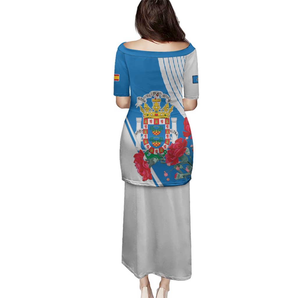Melilla Family Matching Puletasi and Hawaiian Shirt Coat Of Arms Red Carnation