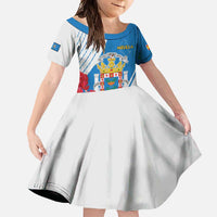 Melilla Family Matching Short Sleeve Bodycon Dress and Hawaiian Shirt Coat Of Arms Red Carnation