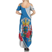 Melilla Family Matching Summer Maxi Dress and Hawaiian Shirt Coat Of Arms Red Carnation