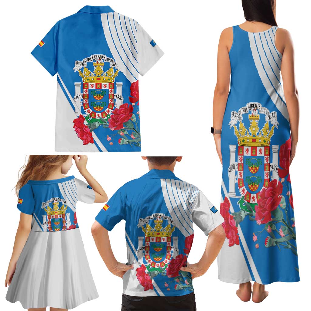 Melilla Family Matching Tank Maxi Dress and Hawaiian Shirt Coat Of Arms Red Carnation