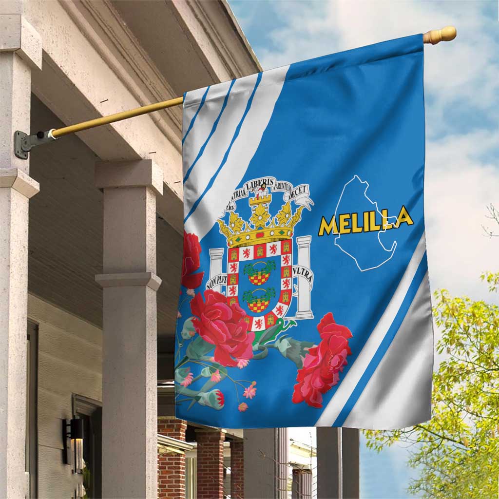 Melilla Garden Flag Coat Of Arms Red Carnation