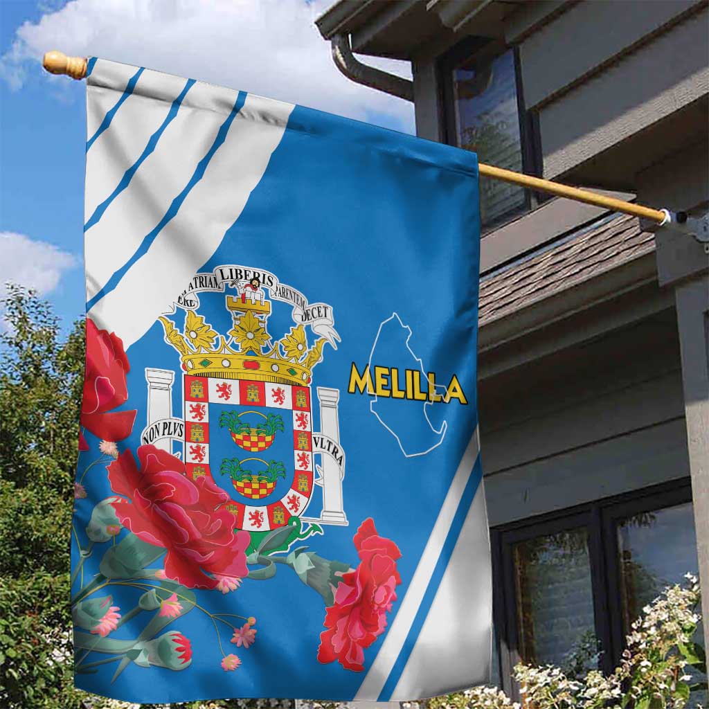Melilla Garden Flag Coat Of Arms Red Carnation