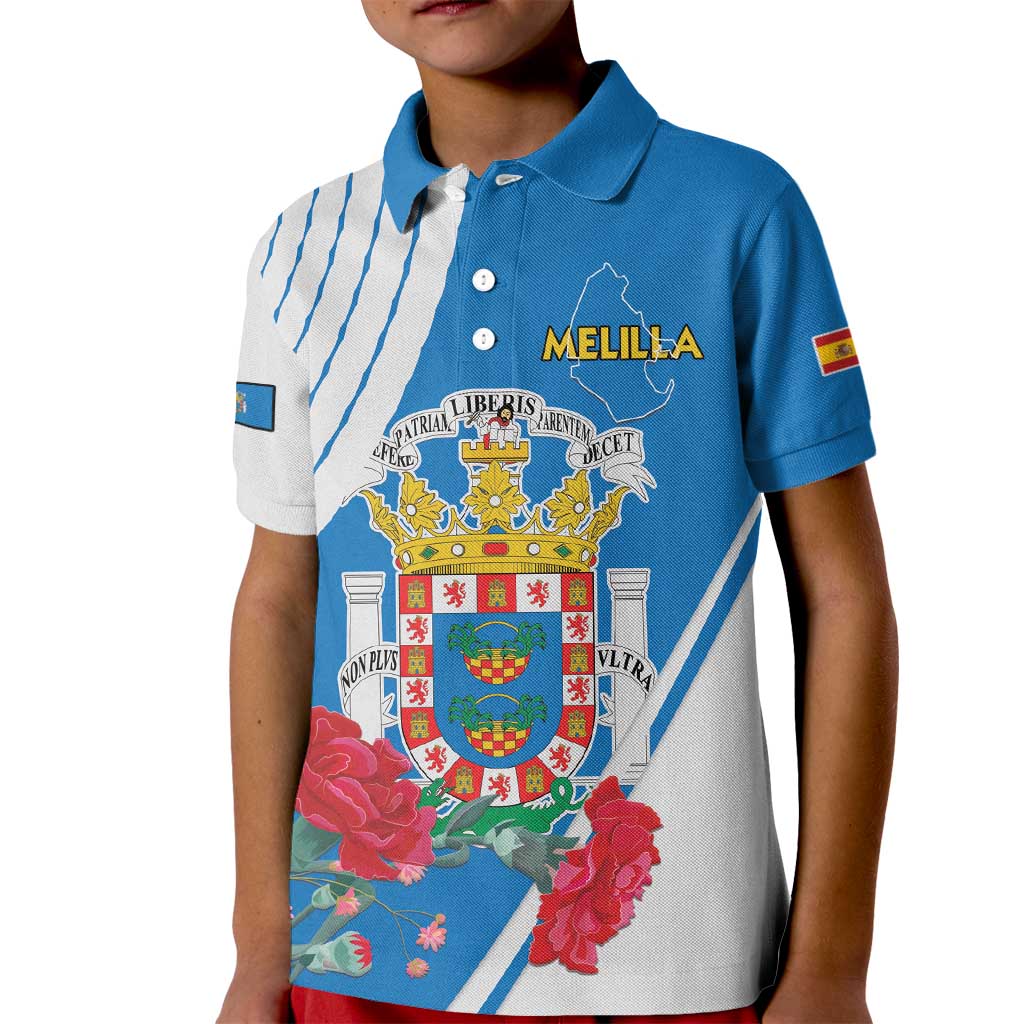 Melilla Kid Polo Shirt Coat Of Arms Red Carnation