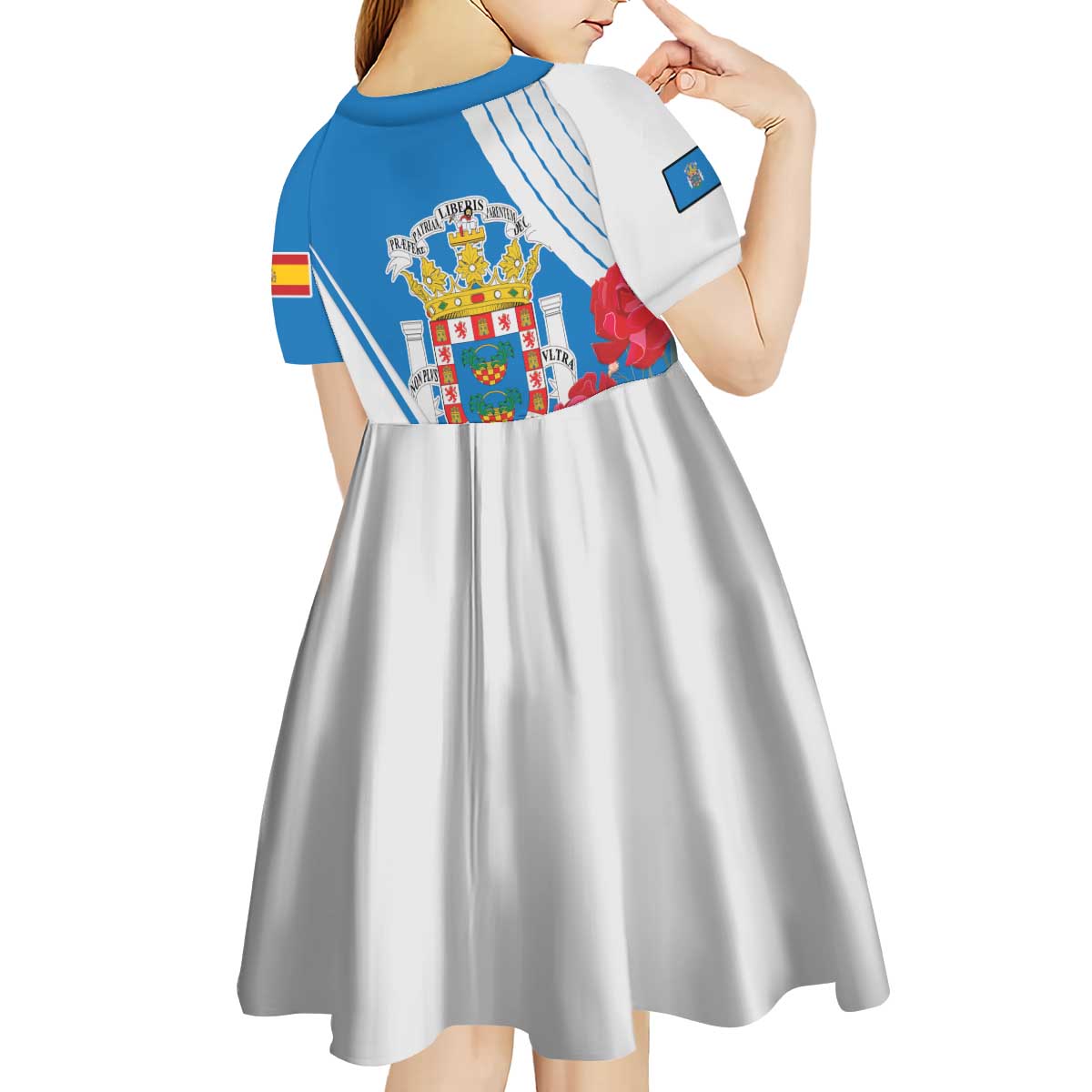 Melilla Kid Short Sleeve Dress Coat Of Arms Red Carnation