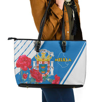 Melilla Leather Tote Bag Coat Of Arms Red Carnation