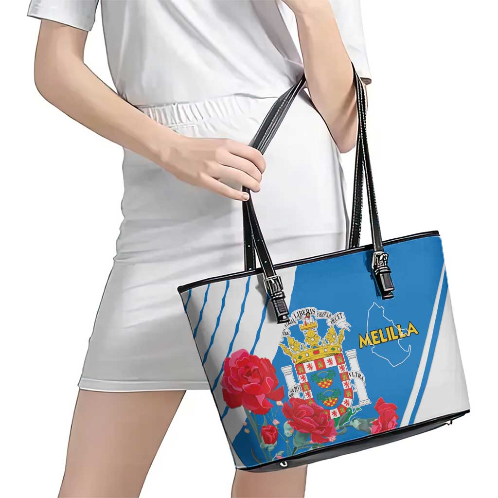 Melilla Leather Tote Bag Coat Of Arms Red Carnation