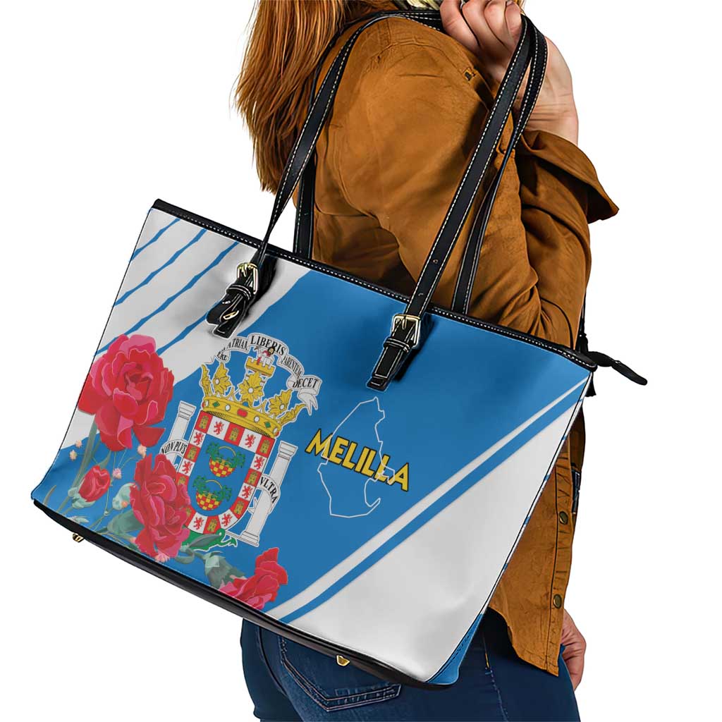 Melilla Leather Tote Bag Coat Of Arms Red Carnation