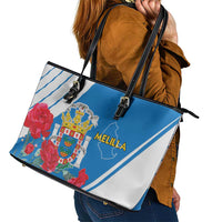 Melilla Leather Tote Bag Coat Of Arms Red Carnation