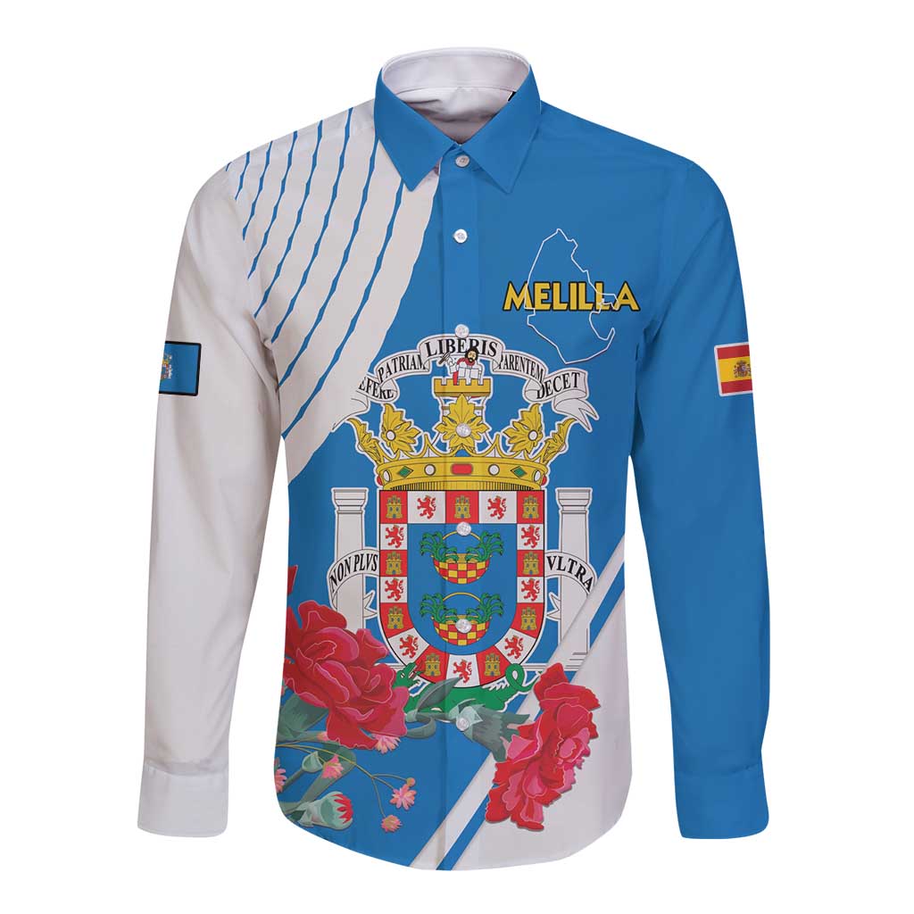 Melilla Long Sleeve Button Shirt Coat Of Arms Red Carnation