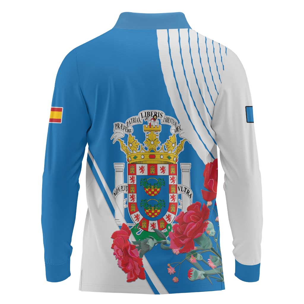 Melilla Long Sleeve Polo Shirt Coat Of Arms Red Carnation