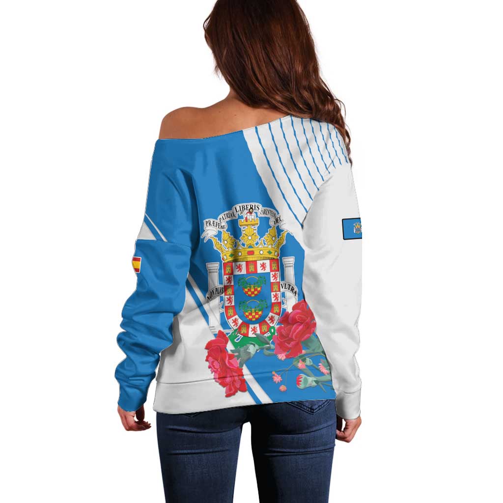 Melilla Off Shoulder Sweater Coat Of Arms Red Carnation