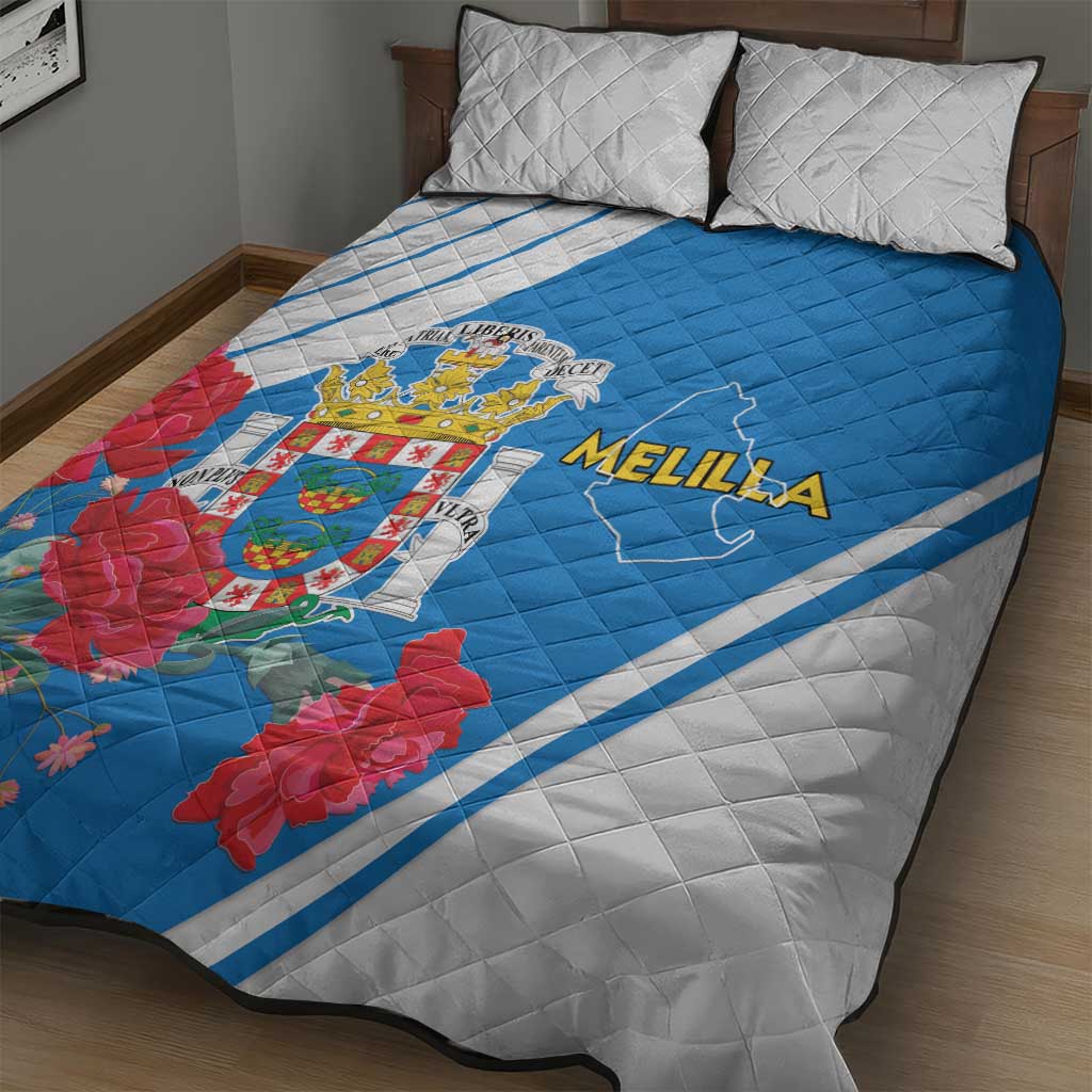 Melilla Quilt Bed Set Coat Of Arms Red Carnation