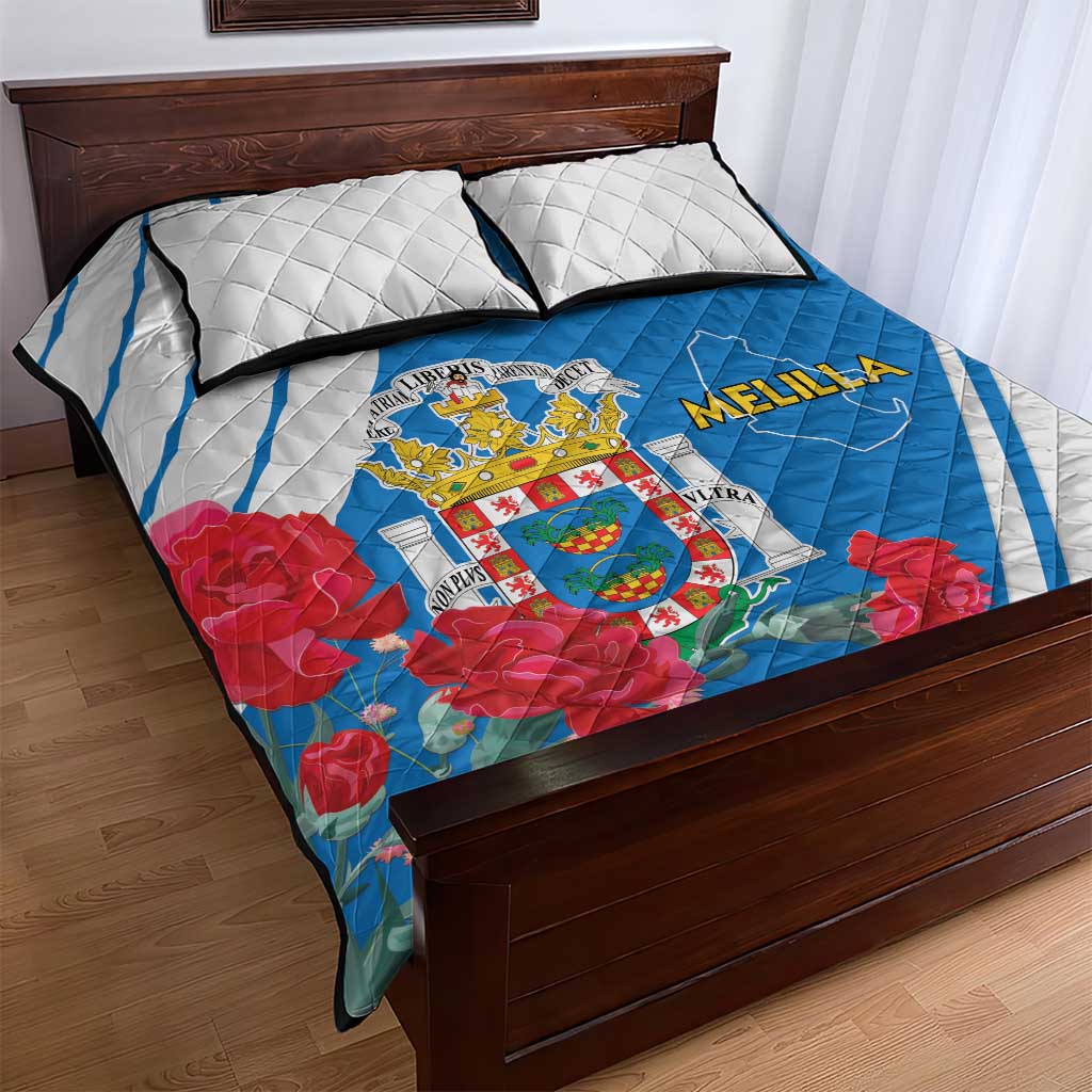Melilla Quilt Bed Set Coat Of Arms Red Carnation