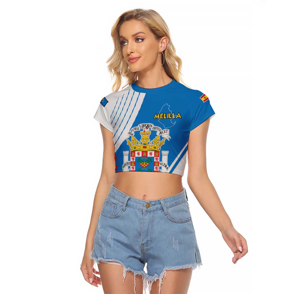 Melilla Raglan Cropped T Shirt Coat Of Arms Red Carnation