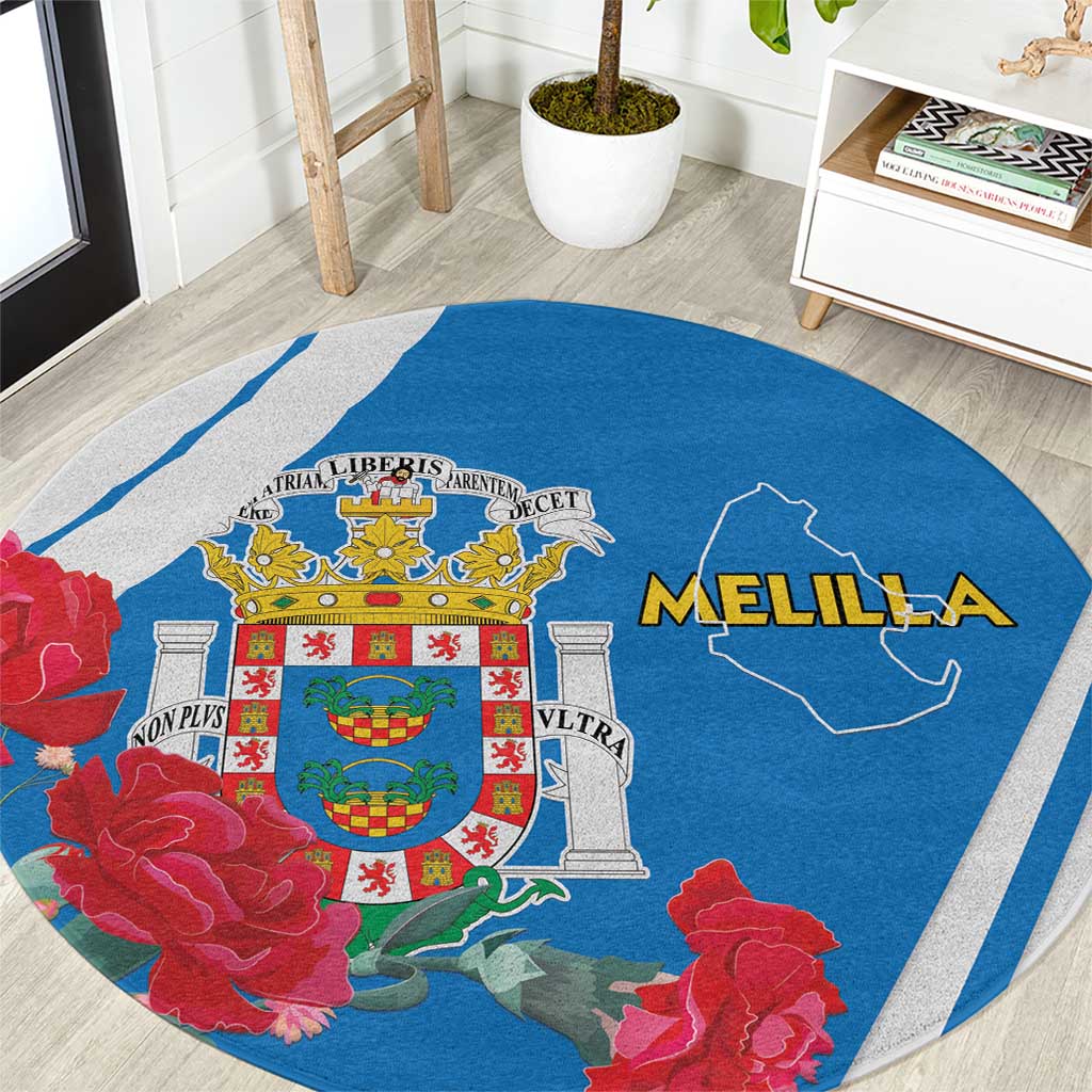 Melilla Round Carpet Coat Of Arms Red Carnation