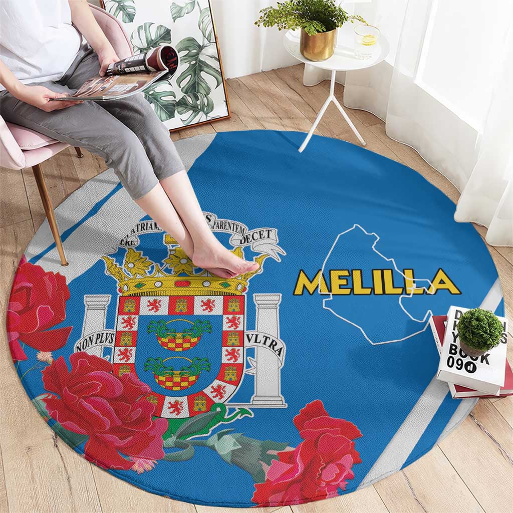 Melilla Round Carpet Coat Of Arms Red Carnation