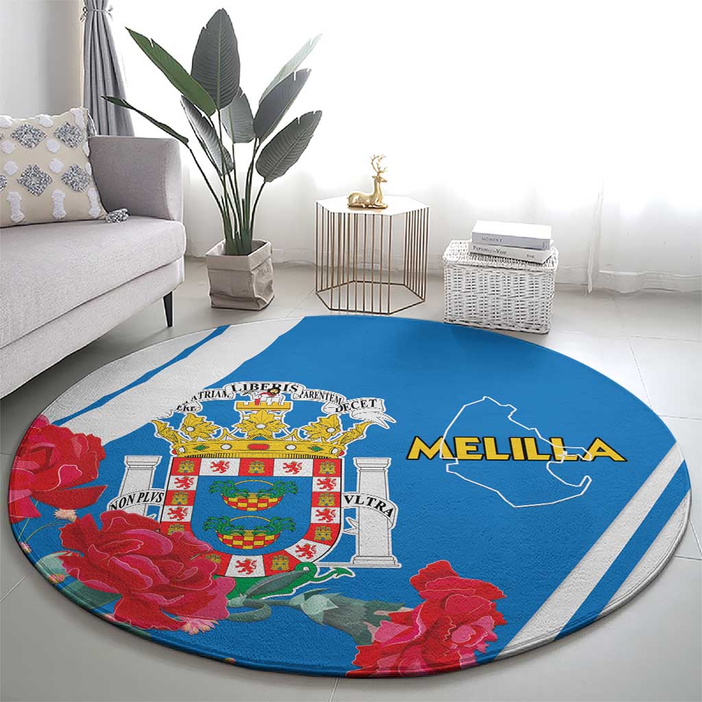 Melilla Round Carpet Coat Of Arms Red Carnation