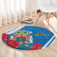 Melilla Round Carpet Coat Of Arms Red Carnation