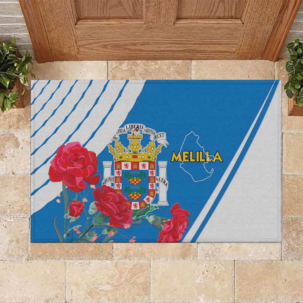 Melilla Rubber Doormat Coat Of Arms Red Carnation