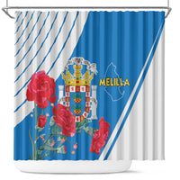 Melilla Shower Curtain Coat Of Arms Red Carnation