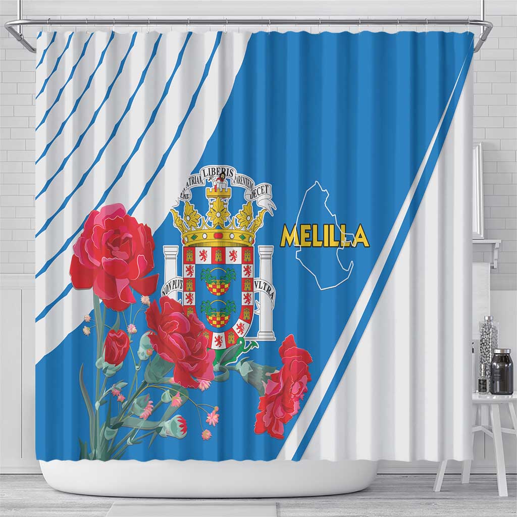 Melilla Shower Curtain Coat Of Arms Red Carnation