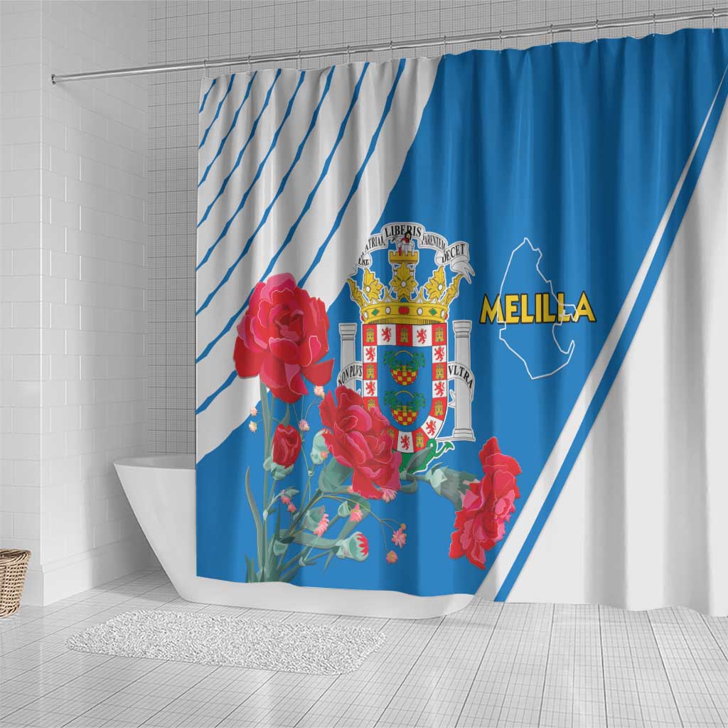 Melilla Shower Curtain Coat Of Arms Red Carnation