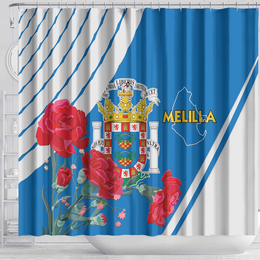 Melilla Shower Curtain Coat Of Arms Red Carnation