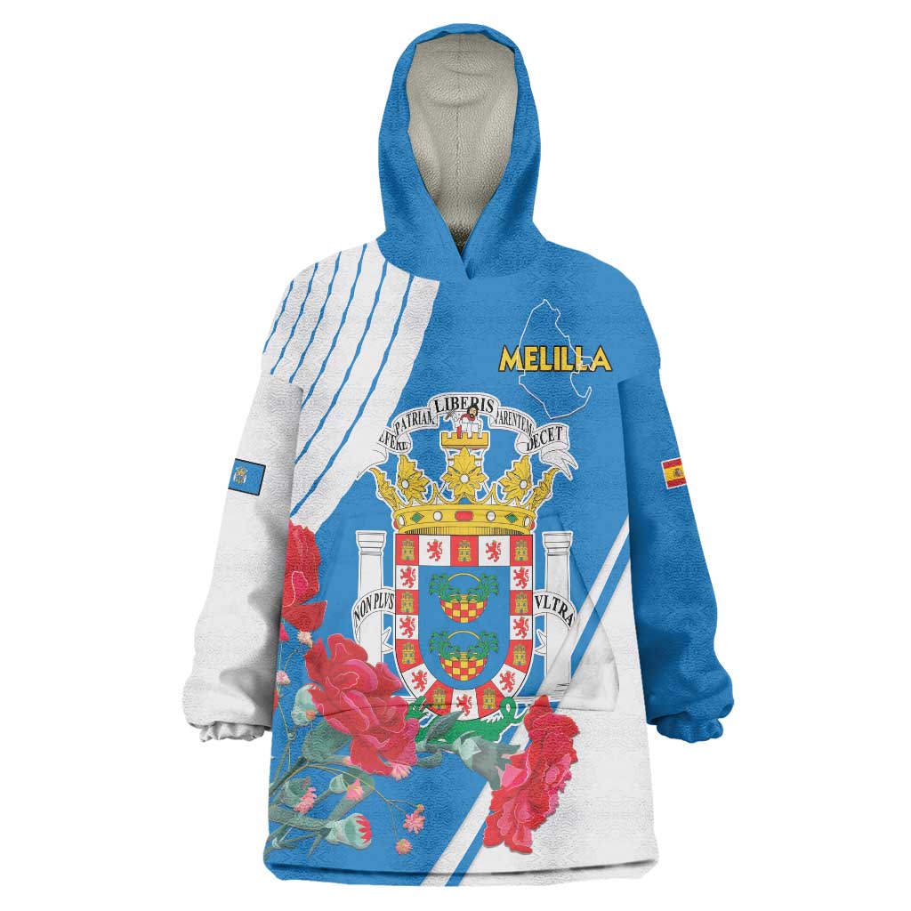 Melilla Wearable Blanket Hoodie Coat Of Arms Red Carnation