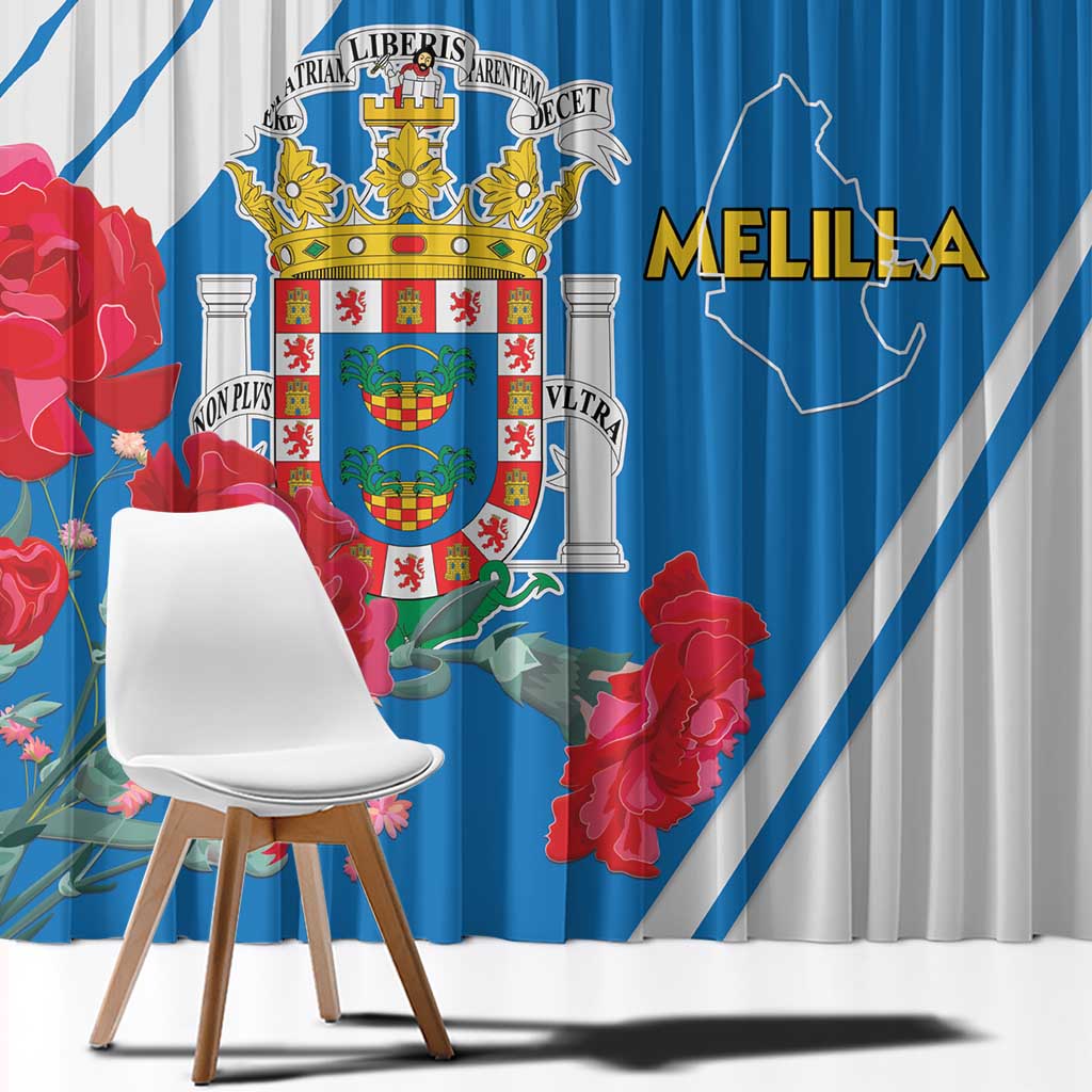 Melilla Window Curtain Coat Of Arms Red Carnation